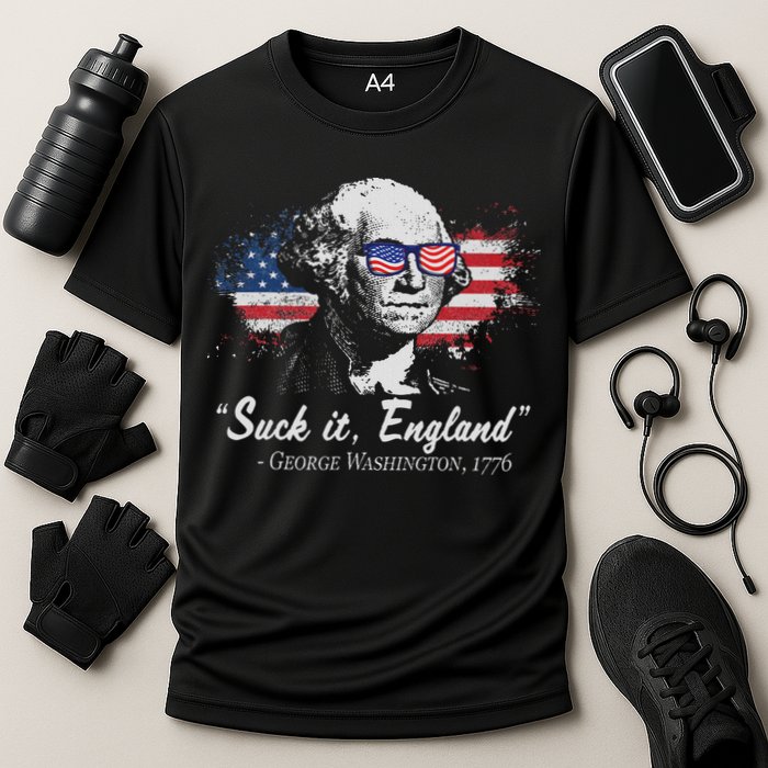 Suck It England Funny 4th Of July George Washington 1776 Cooling Performance Crew T-Shirt
