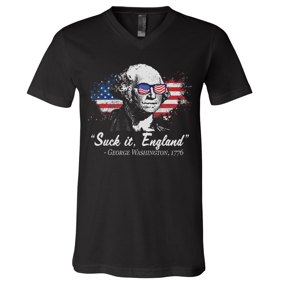 Suck It England Funny 4th Of July George Washington 1776 V-Neck T-Shirt