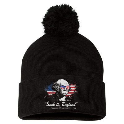 Suck It England Funny 4th Of July George Washington 1776 Pom Pom 12in Knit Beanie
