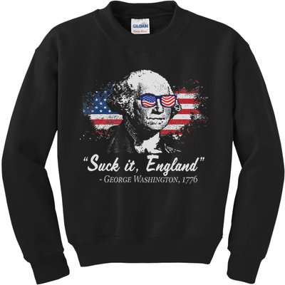 Suck It England Funny 4th Of July George Washington 1776 Kids Sweatshirt