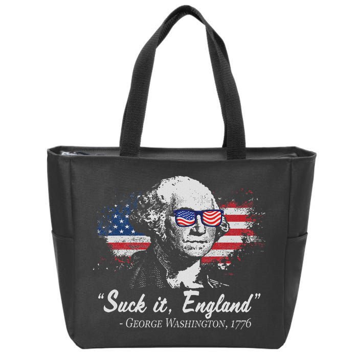 Suck It England Funny 4th Of July George Washington 1776 Zip Tote Bag