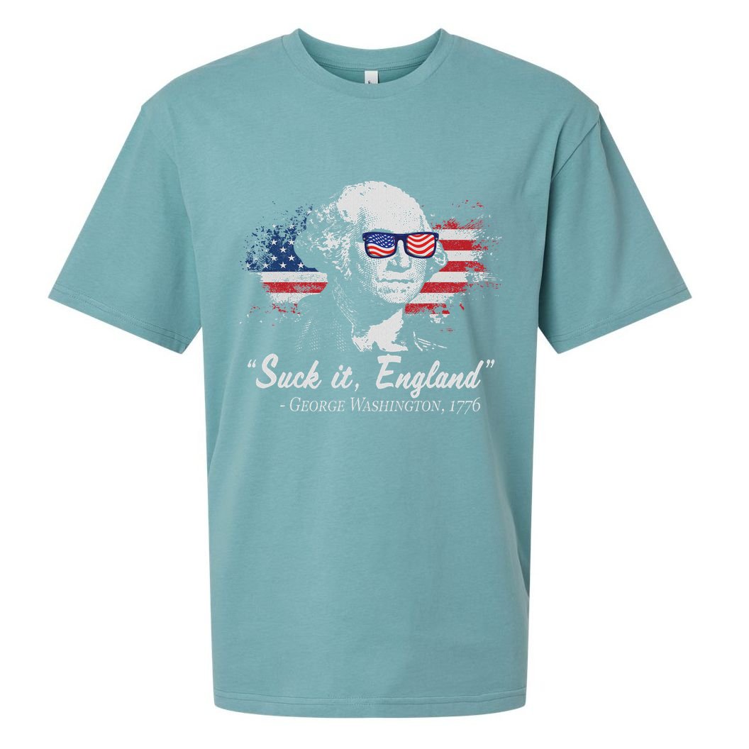 Suck It England Funny 4th Of July George Washington 1776 Sueded Cloud Jersey T-Shirt