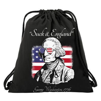 Suck It England Funny George Washington USA Flag 4th of July Drawstring Bag