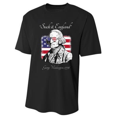 Suck It England Funny George Washington USA Flag 4th of July Performance Sprint T-Shirt