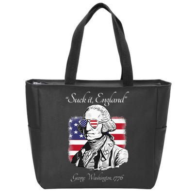 Suck It England Funny George Washington USA Flag 4th of July Zip Tote Bag