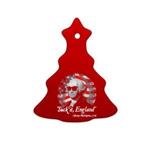 Suck It England Funny 4th Of July George Washington 1776 Ceramic Tree Ornament