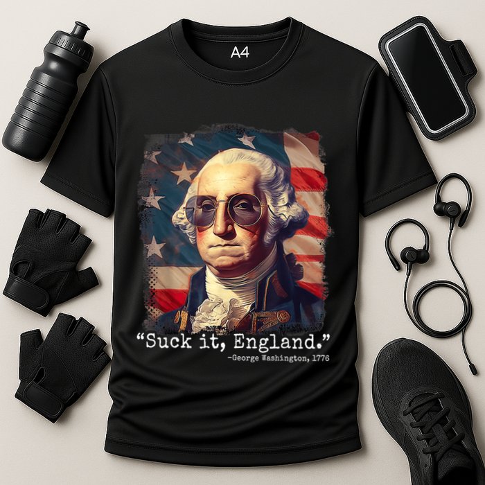 Suck It England Funny 4th Of July George Washington 1776 Cooling Performance Crew T-Shirt