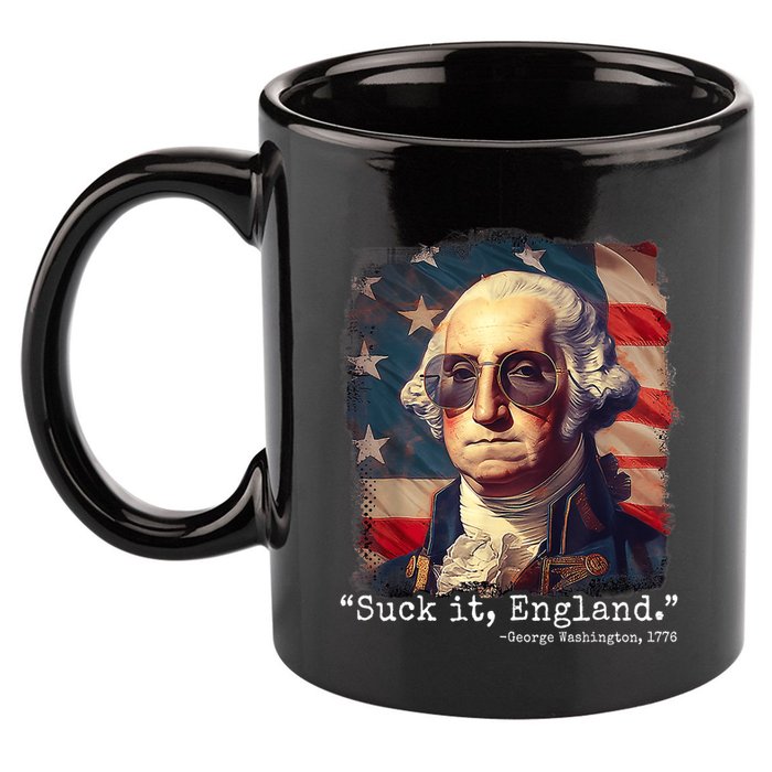 Suck It England Funny 4th Of July George Washington 1776 11oz C Handle Ceramic Mug