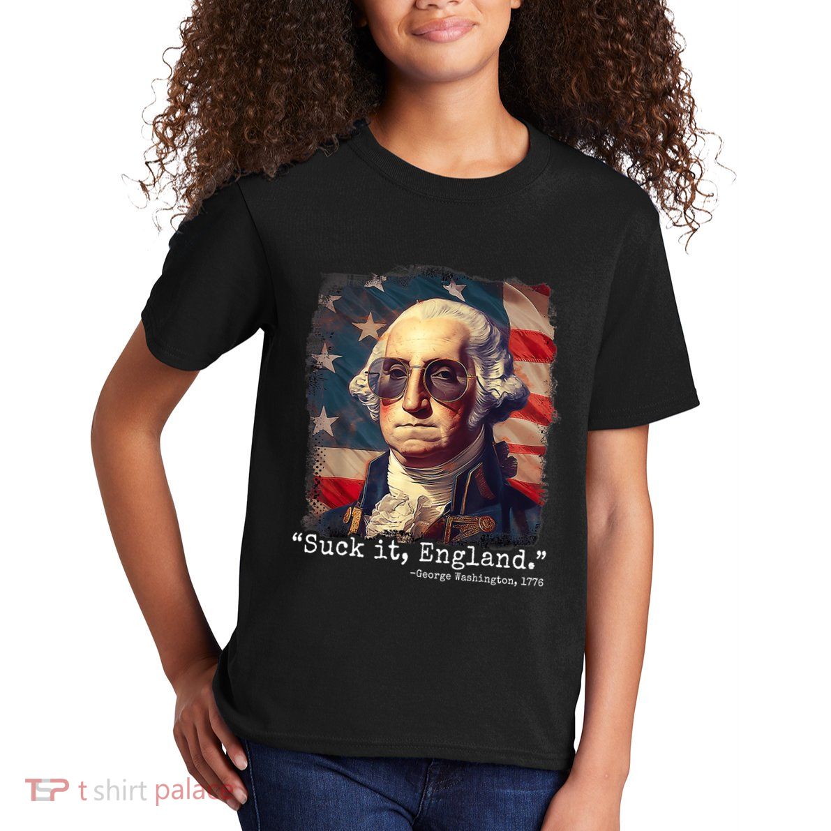 Suck It England Funny 4th Of July George Washington 1776 Kids T-Shirt