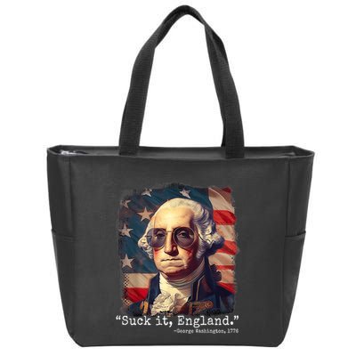 Suck It England Funny 4th Of July George Washington 1776 Zip Tote Bag