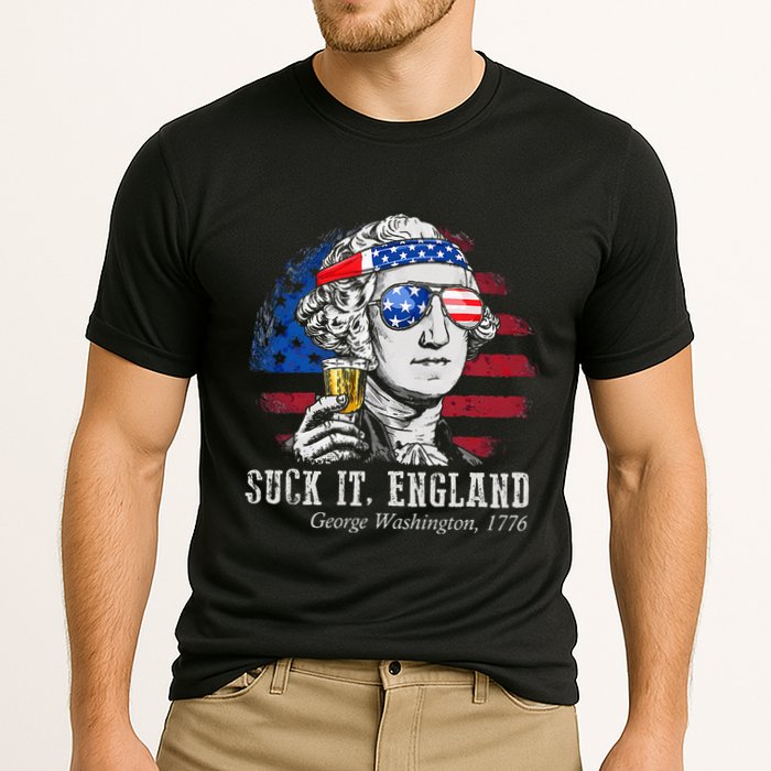 Suck It England Funny 4th of July George Washington 1776 Cooling Performance Crew T-Shirt