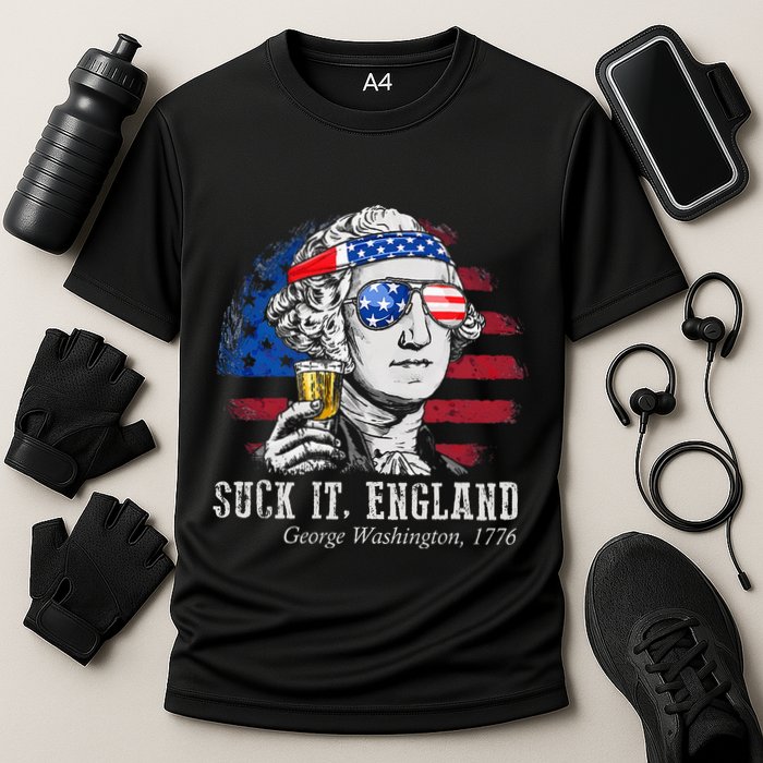 Suck It England Funny 4th of July George Washington 1776 Cooling Performance Crew T-Shirt