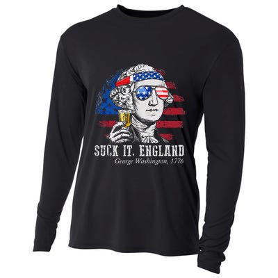 Suck It England Funny 4th of July George Washington 1776 Cooling Performance Long Sleeve Crew