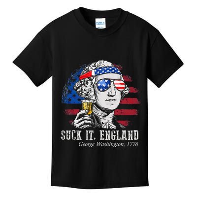 Suck It England Funny 4th of July George Washington 1776 Kids T-Shirt
