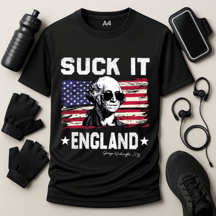 Suck It England Funny 4th Of July George Washington 1776 Cooling Performance Crew T-Shirt