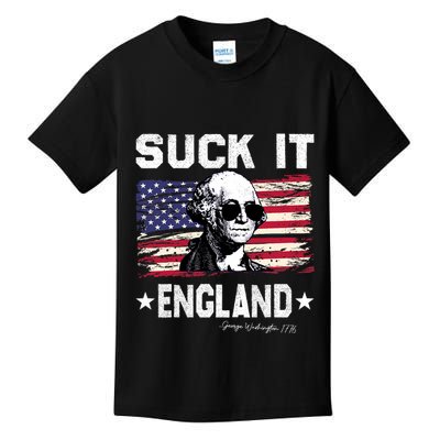 Suck It England Funny 4th Of July George Washington 1776 Kids T-Shirt