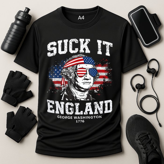 Suck It England Funny 4th Of July George Washington 1776 Cooling Performance Crew T-Shirt
