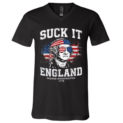 Suck It England Funny 4th Of July George Washington 1776 V-Neck T-Shirt