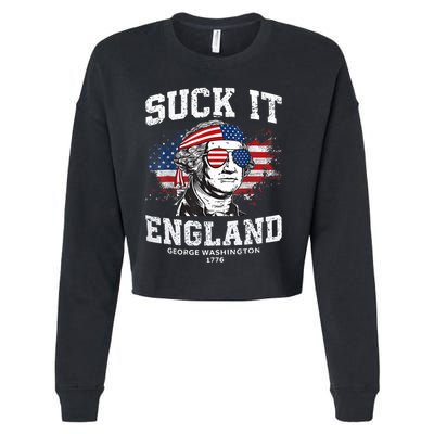 Suck It England Funny 4th Of July George Washington 1776 Cropped Pullover Crew
