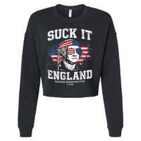 Suck It England Funny 4th Of July George Washington 1776 Cropped Pullover Crew