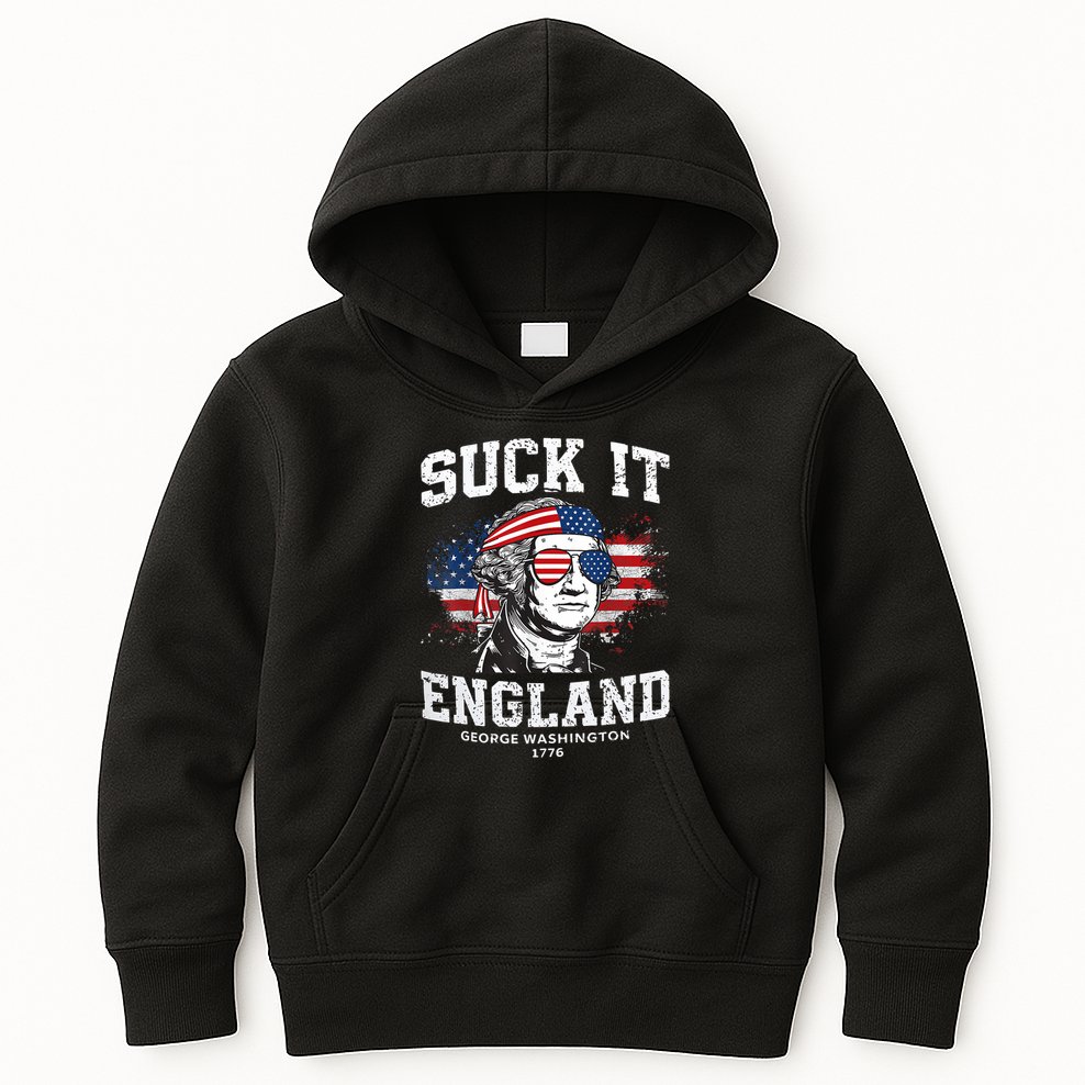 Suck It England Funny 4th Of July George Washington 1776 Kids Hoodie