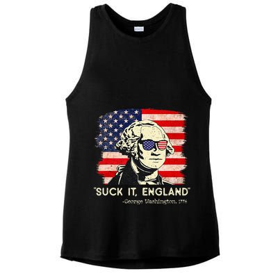 Suck It England Funny 4th of July Funny George Washington Ladies PosiCharge Tri-Blend Wicking Tank
