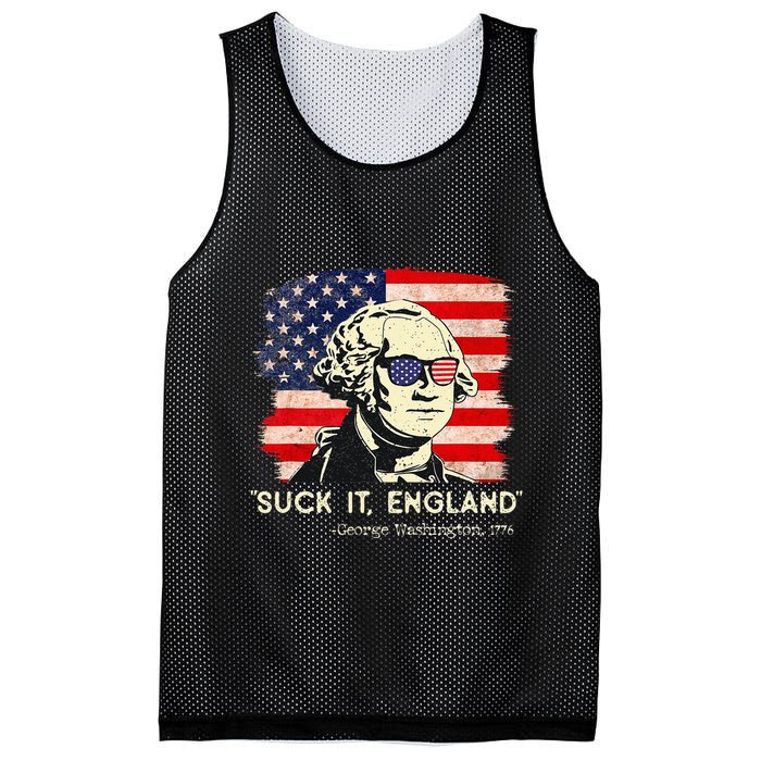 Suck It England Funny 4th of July Funny George Washington Mesh Reversible Basketball Jersey Tank