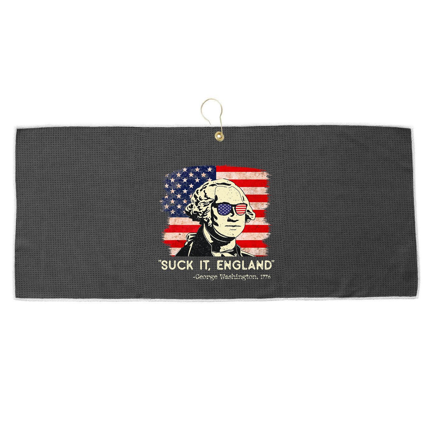 Suck It England Funny 4th of July Funny George Washington Large Microfiber Waffle Golf Towel