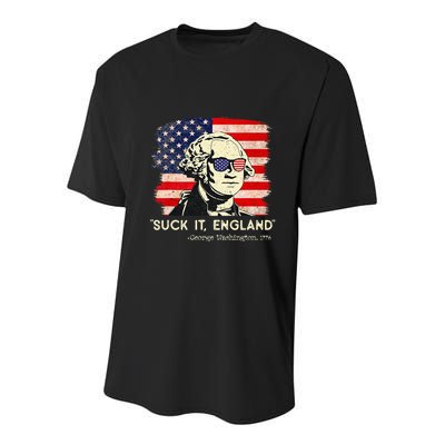 Suck It England Funny 4th of July Funny George Washington Youth Performance Sprint T-Shirt
