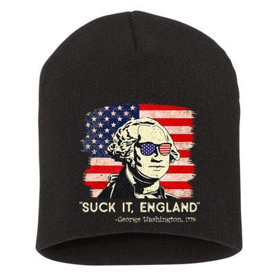 Suck It England Funny 4th of July Funny George Washington Short Acrylic Beanie