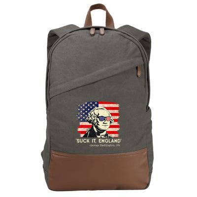 Suck It England Funny 4th of July Funny George Washington Cotton Canvas Backpack