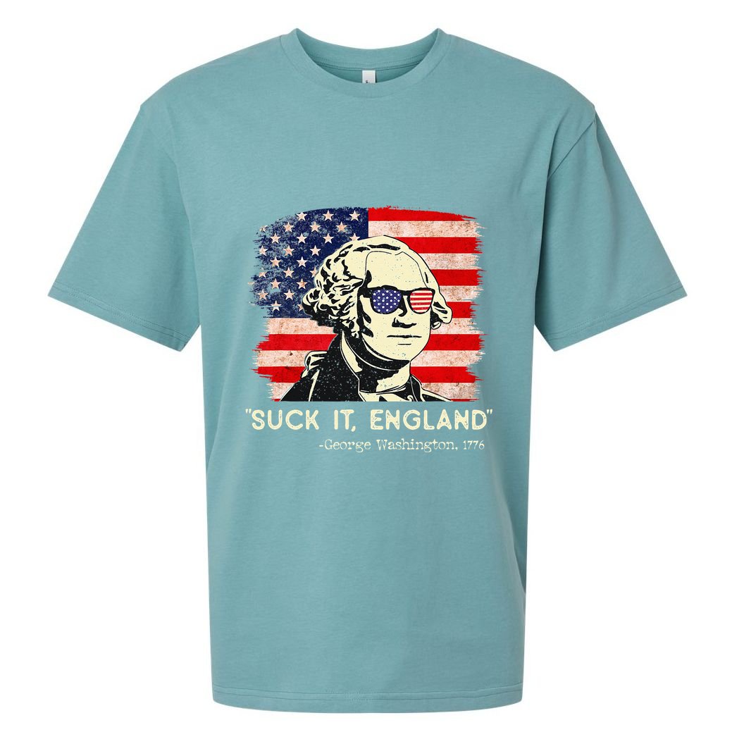 Suck It England Funny 4th of July Funny George Washington Sueded Cloud Jersey T-Shirt