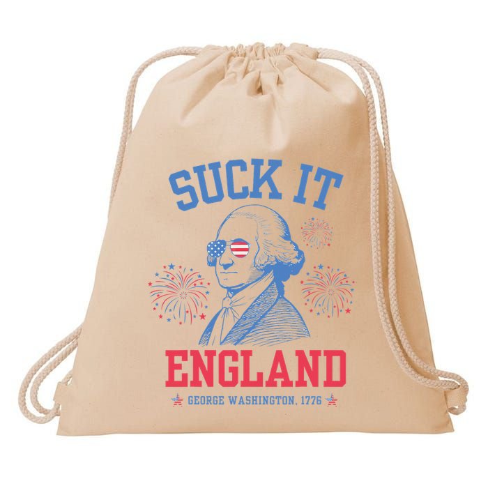 Suck It England Red White & Blue George Washington 4th July Drawstring Bag