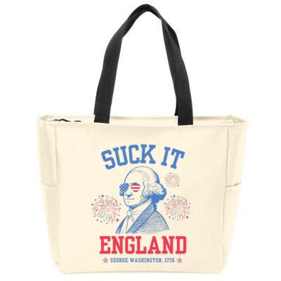Suck It England Red White & Blue George Washington 4th July Zip Tote Bag