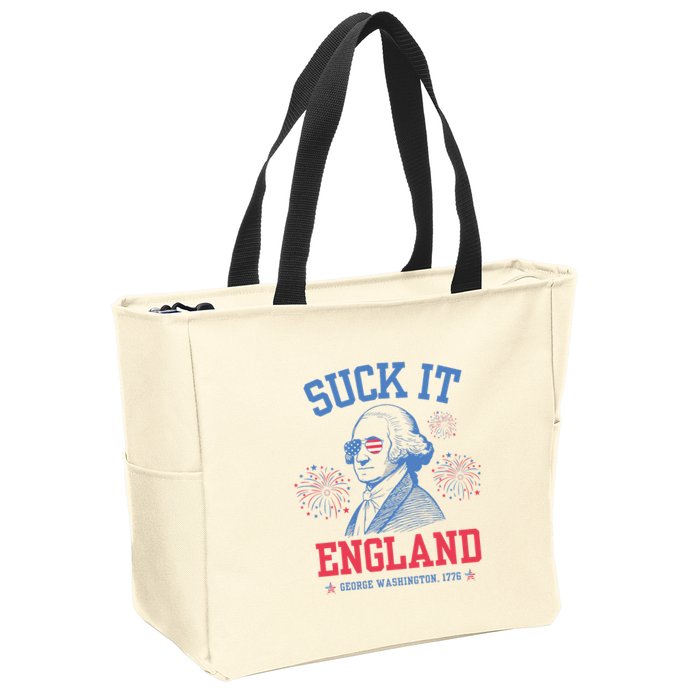 Suck It England Red White & Blue George Washington 4th July Zip Tote Bag