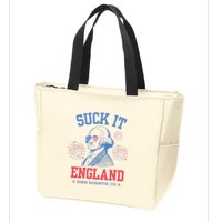 Suck It England Red White & Blue George Washington 4th July Zip Tote Bag