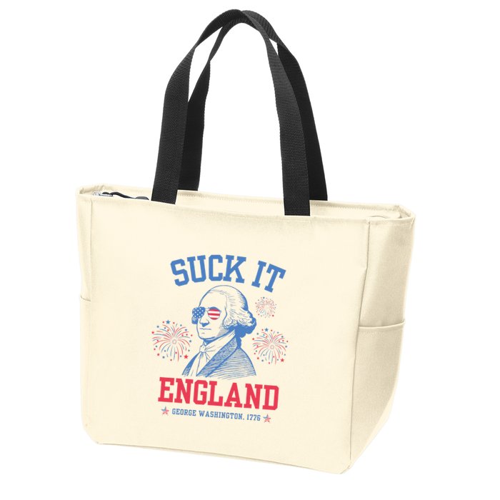 Suck It England Red White & Blue George Washington 4th July Zip Tote Bag