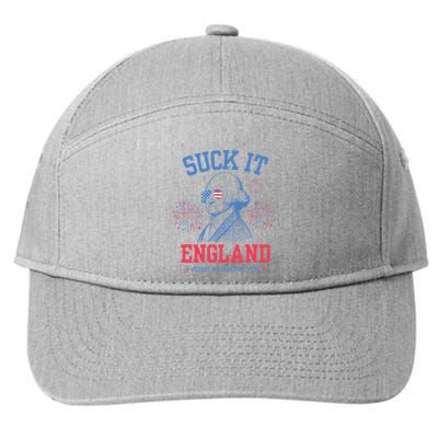 Suck It England Red White & Blue George Washington 4th July 7-Panel Snapback Hat