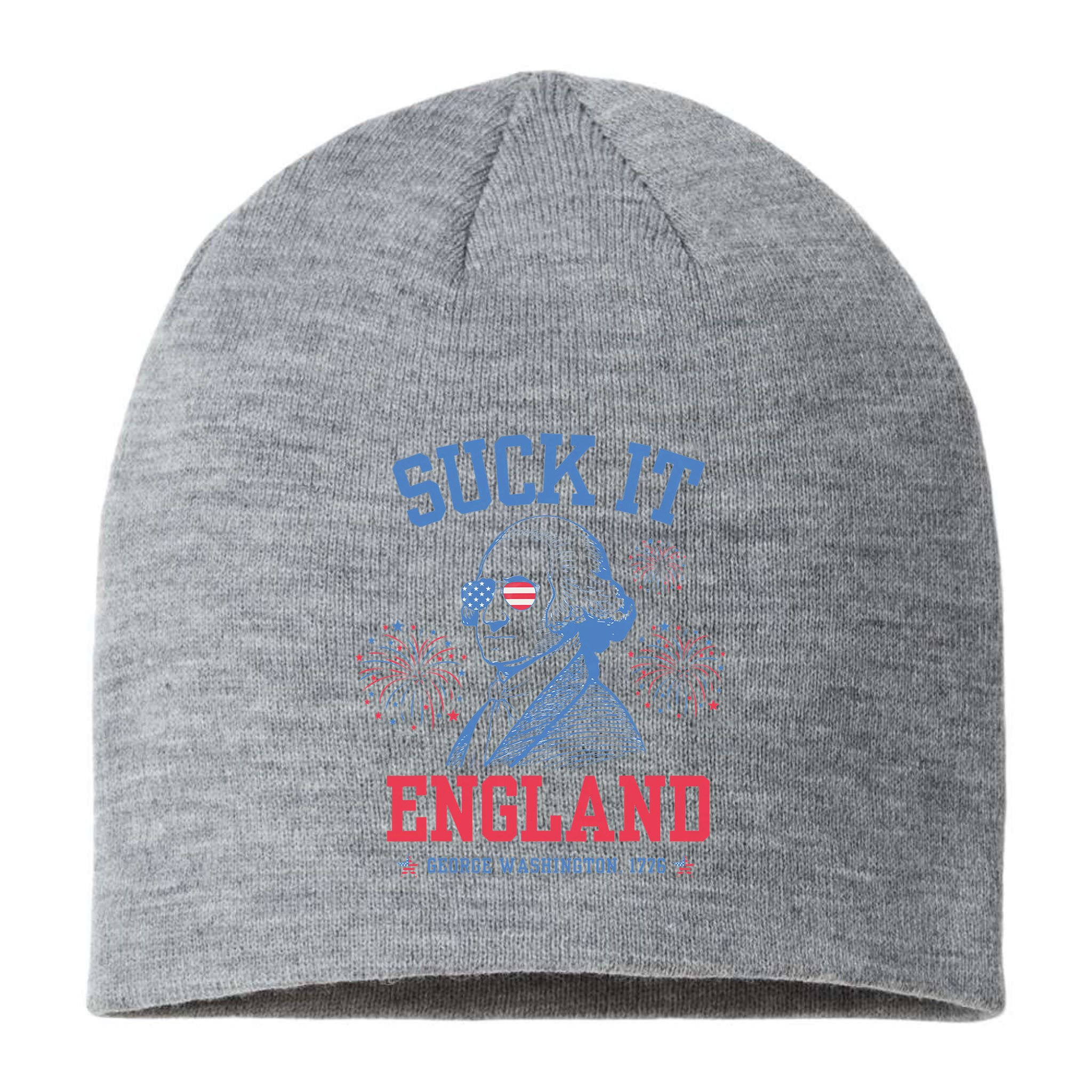 Suck It England Red White & Blue George Washington 4th July Sustainable Beanie