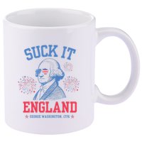 Suck It England Red White & Blue George Washington 4th July 11oz C Handle Ceramic Mug