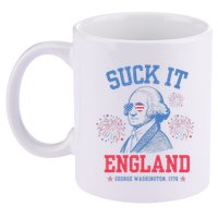 Suck It England Red White & Blue George Washington 4th July 11oz C Handle Ceramic Mug