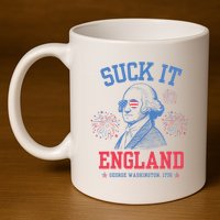 Suck It England Red White & Blue George Washington 4th July 11oz C Handle Ceramic Mug