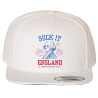 Suck It England Red White & Blue George Washington 4th July Wool Snapback Cap