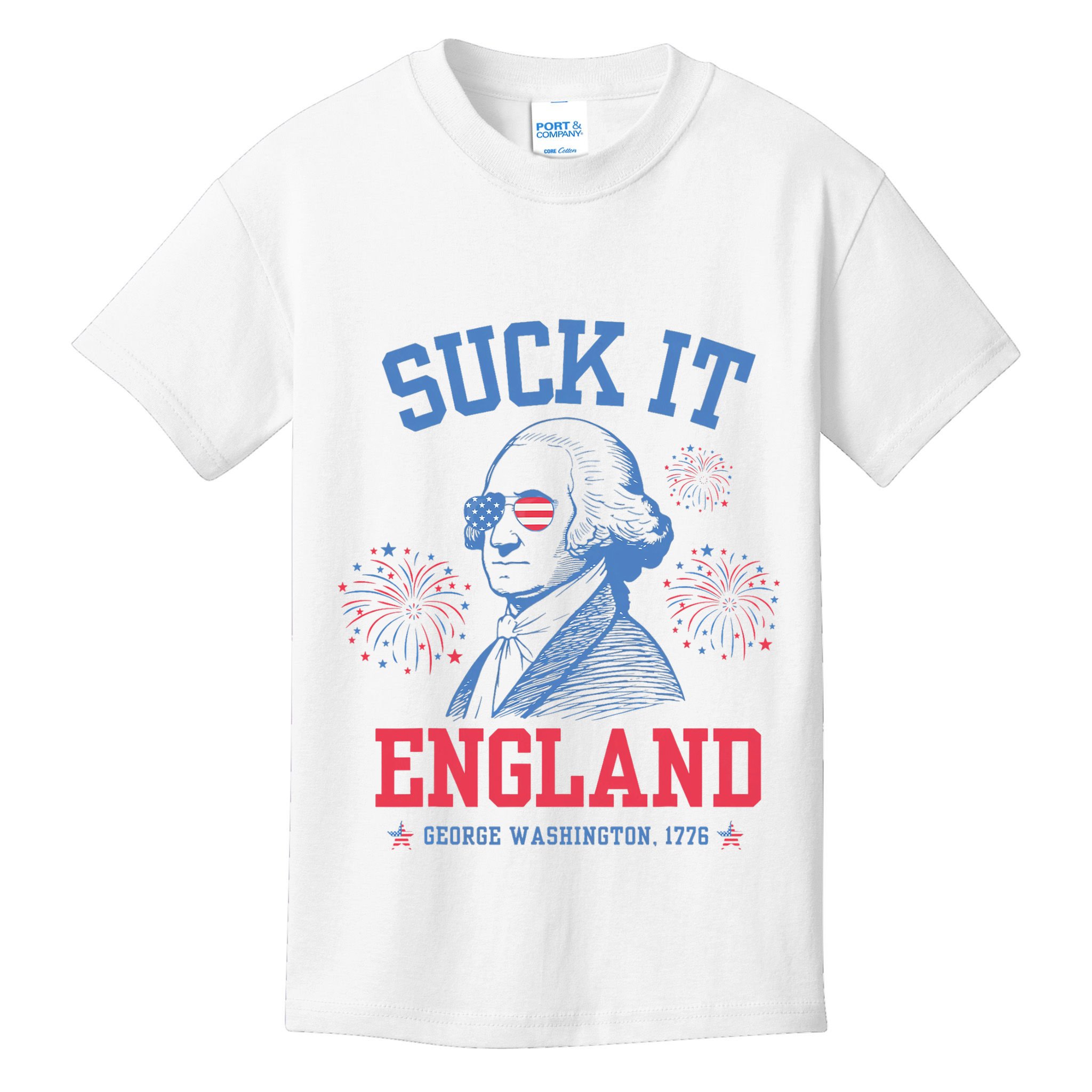 Suck It England Red White & Blue George Washington 4th July Kids T-Shirt