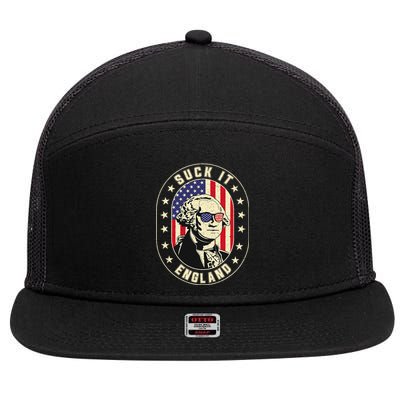 Suck It England George Washington 1776 Usa Funny 4th Of July 7 Panel Mesh Trucker Snapback Hat