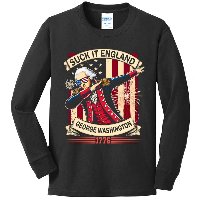 Suck It England Usa Flag 4th Of July Patriotic 2024 Kids Long Sleeve Shirt