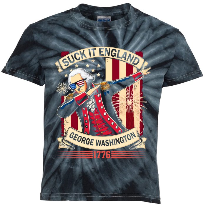 Suck It England Usa Flag 4th Of July Patriotic 2024 Kids Tie-Dye T-Shirt