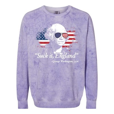 Suck It England Funny 4th Of July George Washington Colorblast Crewneck Sweatshirt