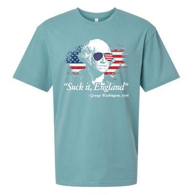 Suck It England Funny 4th Of July George Washington Sueded Cloud Jersey T-Shirt