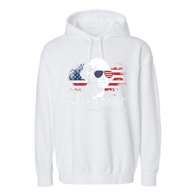 Suck It England Funny 4th Of July George Washington Garment-Dyed Fleece Hoodie